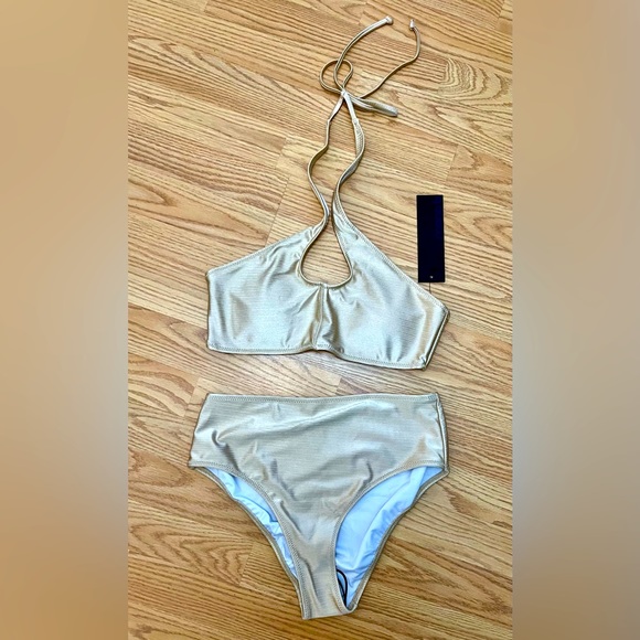 Gold Mosaic Halter Swimsuit